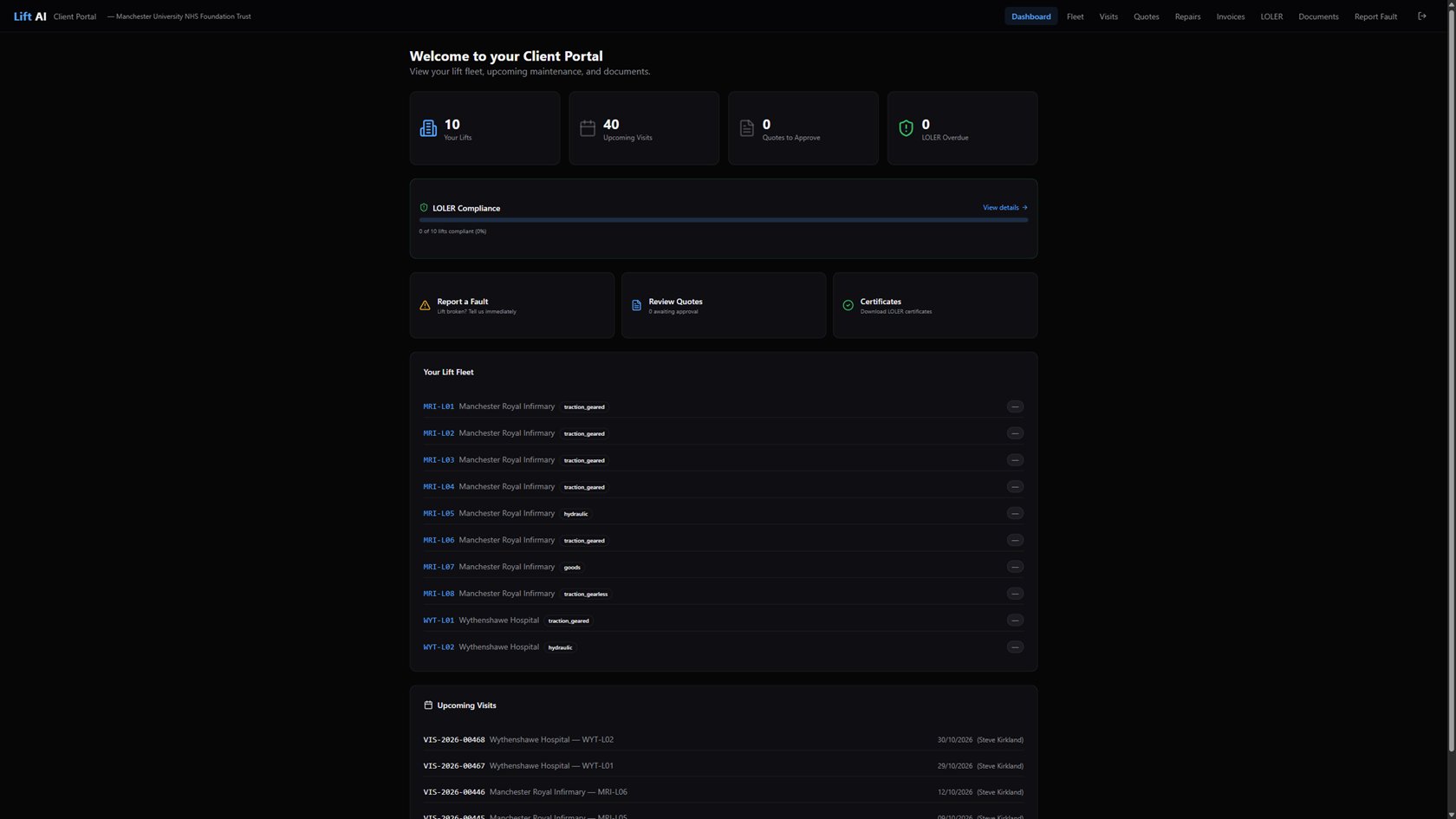 The LiftAI Client Portal